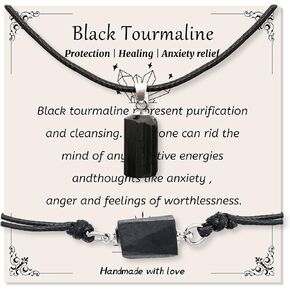 LINY Triple Protection Bracelet - Natural Stone Beads Healing Energy Bracelet Adjustable Braid Rope Tourmaline Bracelet Shaping Bracelets Stress Relief Anxiety Gifts for Women Men