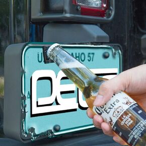 Wanty Rear License Plate Mounted Bottle Opener Tailgate Accessory fits Jeep Wrangler JL, JK, JKU and TJ Models - Awesome for Tailgating and a Great Addition to Your Jeep Wrangler Accessories