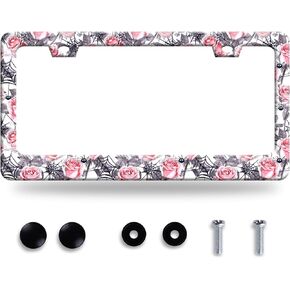Back Off License Plate Frame Baaaaaack Off!! Funny Humor License Plate Stainless Steel Rust-Proof Auto Parts License Plate Cover Decorative with Screws Size 12.3" x 6.3" Gift for Men Women