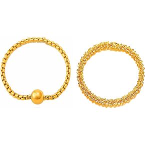 Margarita Chain Link Rings Flexible Titanium Braided Rope Rings Stainless Steel Bead Stacking Rings Set for Women Teen Girls Sparkling Finger Rings Stress Anxiety Rings 2 Pack