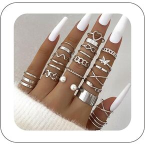 22 Pcs Gold Knuckle Rings Set for Women Gold Plated Ring Sets Dainty Simple Gold Rings Non Tarnish Stackable Rings Adjustable Rings Set Jewelry