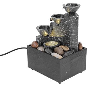 Hztyyier Mini Water Fountain USB Plastic Waterfall Function with LED Lights for Home and Office Decoration