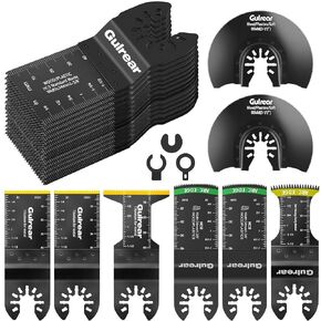32PCS Universal Oscillating Tool Oscillating Saw Blades, Include 3PCS Titanium Oscillating Multitool Blades for Metal and Hard Material, Quick Release Multi Tool Blades Fits Most Models The Market