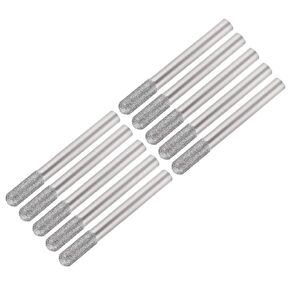 uxcell Diamond Burrs Bits Grinding Drill Carving Rotary Tool for Glass Stone Ceramic 150 Grit 1/4" Shank 6mm Cylinder Ball Nose 10 Pcs