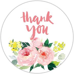 Pink Flower Thank You Stickers, 2 inch 50PCS Self-Adhesive Thank You Labels Great for Wedding, Small Business, Bakeries, Handmade Goods, Birthday Party Favors Labels & Mailing Supplies.
