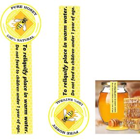 Tamper Proof Pure Honey Stickers 1 x 3.5 Inches Tamper Evident Seals Labels Honey Label Stickers for Honey Jars Bottle Lid Labels 500Pcs Tamper Proof Honey Labels Pure Honey Labels