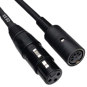 CESS-254 5-Pin MIDI to 3-Pin XLR (Female to Female) Adapter Cable for Fog Machine Remote Control, 2 Pack