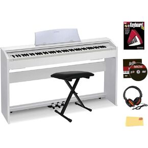 Casio Privia PX-770 Digital Piano - Black Bundle with Furniture Bench, Headphone, Instructional Book, Austin Bazaar Instructional DVD, Online Piano Lessons, and Polishing Cloth