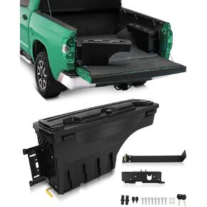 SCITOO Truck Bed Storage Tool Box Fit 180° Rotating For Chevrolet Silverado 1500 2019-2022, For GMC Sierra 1500 2019-2022 Left Side Waterproof Black