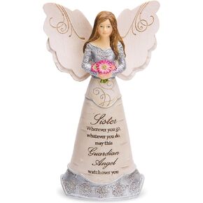 Pavilion Gift Company Elements Sister Guardian Angel Figurine, 6", Pink