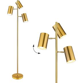 Tree Floor Lamp with 3 Light Bulbs,Gold Standing Tall Pole Lamp with 3 Adjustable Rotating Lights,Farmhouse Floor Lamp for Living Room Bedroom Office,Vintage Standing Lamp 9W E26 LED Bulbs Included in Kuwait