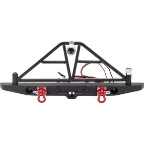 Aluminium Alloy Anti-Collision Front/Rear Bumper Protective Bar with LED Lights Compatible with Axial SCX10 90046 TRX-4 SCX10 iii AX103007 1/10 RC Crawler Car Upgrade Parts (Front Bumper)