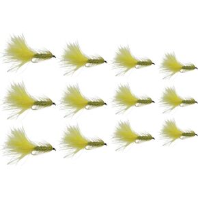 Bead Head Wooly Bugger Fly Fishing Flies for Trout, Steelhead, Bass, Panfish and More, One Dozen Wet Flies in 4 Size Assortment (3 of Each Size), Hand Tied