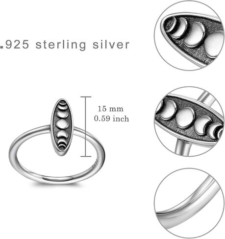 Moon Phase Ring 925 Sterling Silver Moon Phase Jewelry Vintage Moon Phases Stacking Ring Jewelry Christmas Gifts for Women in Saudi Arabia