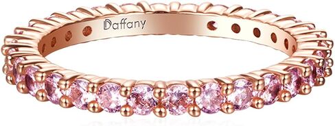 حلقات مطلية بالذهب الوردي عيار 18 قيراط، خاتم حب بيضاوي الشكل قابل للتكديس من الفضة الإسترليني، خاتم الخلود الشامل مصنوع من عناصر لا حصر لها من زركونيا مكعب، مقاس السوار 5-9، متعدد الألوان، معبأة في صندوق مجوهرات in Kuwait