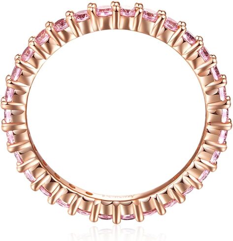 حلقات مطلية بالذهب الوردي عيار 18 قيراط، خاتم حب بيضاوي الشكل قابل للتكديس من الفضة الإسترليني، خاتم الخلود الشامل مصنوع من عناصر لا حصر لها من زركونيا مكعب، مقاس السوار 5-9، متعدد الألوان، معبأة في صندوق مجوهرات in Kuwait