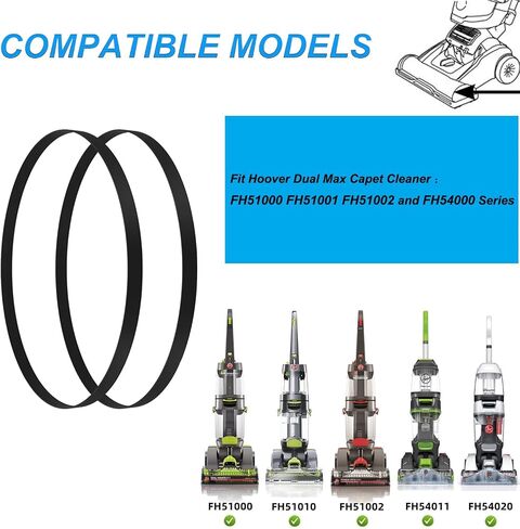 Upgraded 440005536 Replacement Belts Set of 2 for Hoover Dual Power Max Carpet Vacuum Cleaner,Compatible with Model FH51000,FH51001,FH51002,FH51010,FH54010,FH54000 Series,Easy to Install & Durability in Kuwait