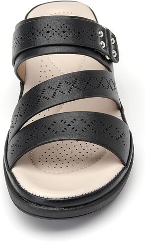 Women's Strappy Flat Sandals Arch Support Slip On Open Toe Dressy Slide Sandals Lightweight Comfortable Summer Beach Shoes in Saudi Arabia