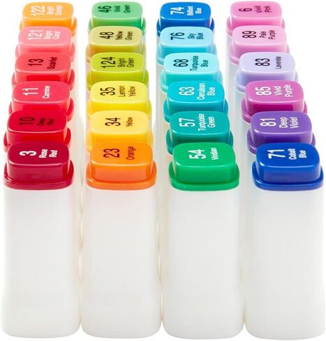 KINGART 424-24A PRO Double-Ended Alcohol Ink Art Markers, 24 BRIGH TColors, Fine Point & Chisel Tips, Permanent with Superior Blendability, Includes Plastic Case, 24 Pc. in Saudi Arabia