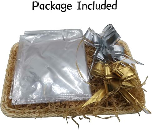 GADNOZEL 30 x 20 CM Hamper Basket Kit, Gift Basket Empty to Fill 1 x Basket, 2 x Bows, 2 x Cellophane Bags and 1 x Shredded Paper for Christmas, Birthday, Wedding, Easter in Kuwait