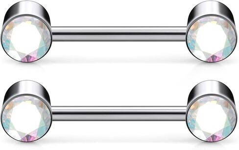 مجوهرات ثقب الحلمة من التيتانيوم F136، حلقات حلمة دائرية مسطحة القاع متعددة الألوان للنساء. in Kuwait