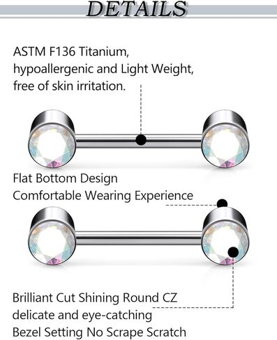 مجوهرات ثقب الحلمة من التيتانيوم F136، حلقات حلمة دائرية مسطحة القاع متعددة الألوان للنساء. in Kuwait