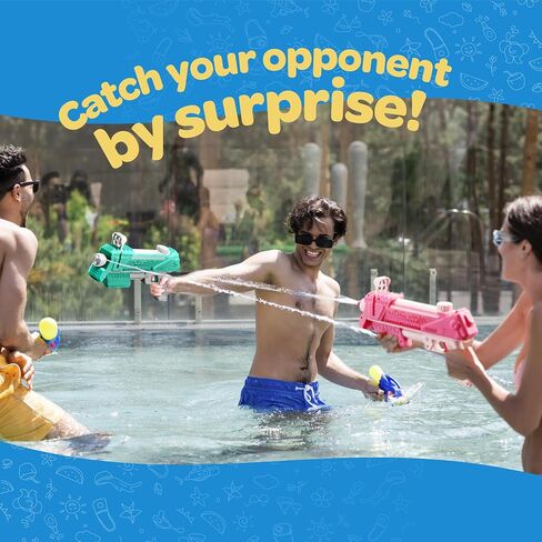 مسدس مياه AquaStriker (متوهج) - امتصاص فائق للأطفال مع إطلاق نار بزاوية 180 درجة - أداة مسدس مياه مزحة مع حركة إطلاق جانبية قابلة للتعديل للنكات العملية - مسدس مياه هفوة بمدى 15 بوصة in Saudi Arabia
