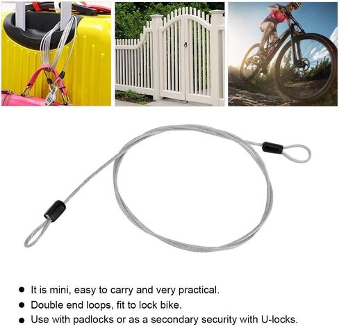 Yctze Bicycle Scooter Security Lock, Cycling Sports Internal Steel Wire and External Plastic Loop Cable, Thin Chain for Outdoor Security, Bike Accessories (Silver) in Saudi Arabia