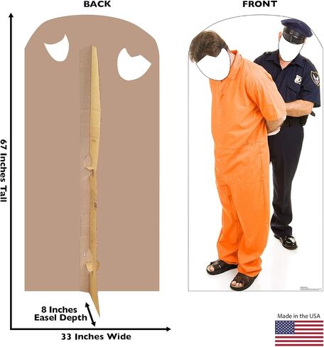 Cardboard People Inmate Orange Jump Suit Stand-in Life Size Cardboard Cutout Standup in Saudi Arabia