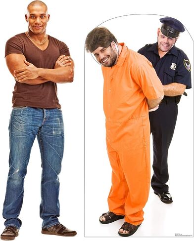 Cardboard People Inmate Orange Jump Suit Stand-in Life Size Cardboard Cutout Standup in Saudi Arabia