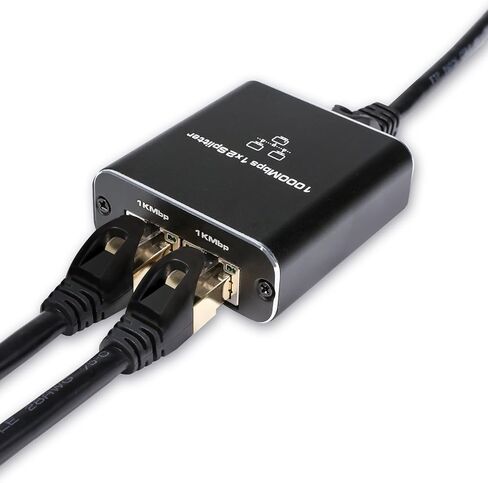 QSFPTEK 1 Gigabit Ethernet Splitter, 1000Mbps Ethernet RJ45 Splitter 1 to 2 (2 Devices Simultaneously Networking), 1000M Ethernet LAN RJ-45 Internet Adapter with USB Type C Power Cable for Cat6/7/8 in Saudi Arabia