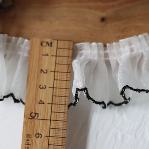 3 Yards Ruffled Pleated Lace Fabric Trim Pleated Chiffon Black and White Matching Dress Decoration Tulle Fabric Applique Trimming Craft Sewing DIY Craft Sewing Decoration (3 Yards, White) in Saudi Arabia