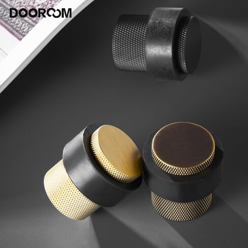 1-1/2 Inch Length 1-3/5 Height Cylindrical Floor Mount Door Stopper Heavy Duty Door Holder Brass Floor Mounted Hardware Quite Doorstop Protect Door Keep Door Open, 1 Pack, Brushed Brass in Saudi Arabia