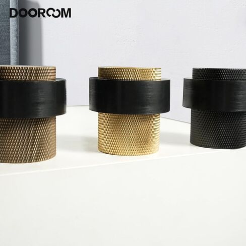 1-1/2 Inch Length 1-3/5 Height Cylindrical Floor Mount Door Stopper Heavy Duty Door Holder Brass Floor Mounted Hardware Quite Doorstop Protect Door Keep Door Open, 1 Pack, Brushed Brass in Saudi Arabia