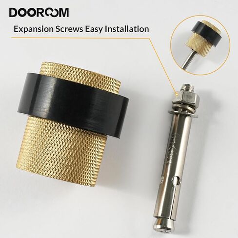 1-1/2 Inch Length 1-3/5 Height Cylindrical Floor Mount Door Stopper Heavy Duty Door Holder Brass Floor Mounted Hardware Quite Doorstop Protect Door Keep Door Open, 1 Pack, Brushed Brass in Saudi Arabia