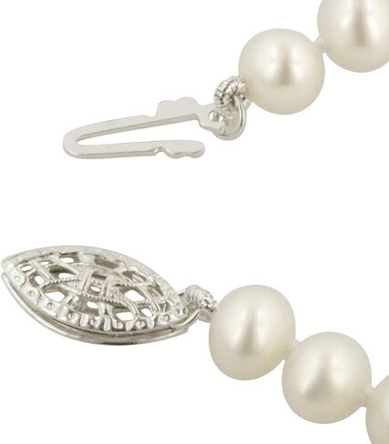 سوار من الفضة الإسترليني من لؤلؤ المياه العذبة الأبيض المستزرع (6.5-7 ملم)، 7.25 بوصة in Kuwait