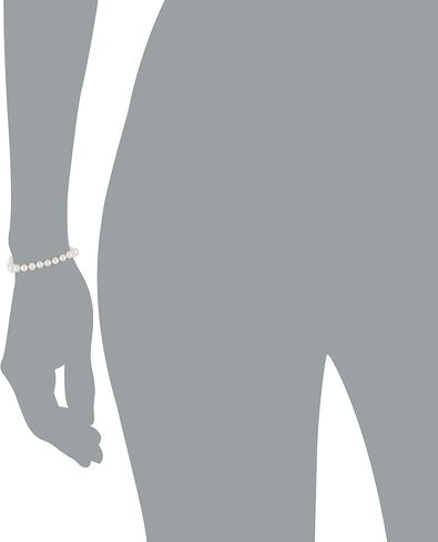 سوار من الفضة الإسترليني من لؤلؤ المياه العذبة الأبيض المستزرع (6.5-7 ملم)، 7.25 بوصة in Kuwait