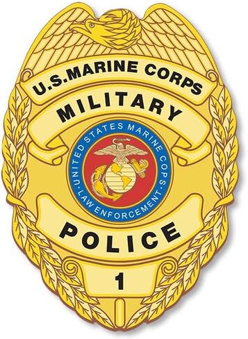 ملصق على شكل شعار الشرطة العسكرية لقوات مشاة البحرية الأمريكية (Gold Marines mp Logo Insignia ضابط غير عاكس من الفينيل للسيارة والكمبيوتر المحمول (3 × 4 بوصة) مرخص من مشاة البحرية الأمريكية in Saudi Arabia