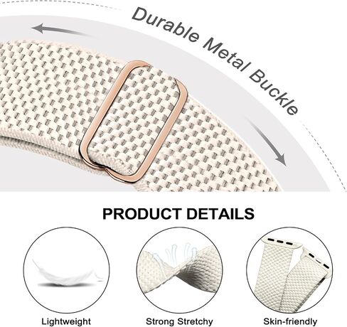 3 Pack Stretchy Nylon Band Compatible with Apple Watch Band 41mm 40mm 38mm Women Men, Adjustable Sport Solo Loop Elastic Strap for iWatch Series Ultra/SE/9/8/7/6/5/4/3/2/1, Starlight/Brown/Black in Saudi Arabia