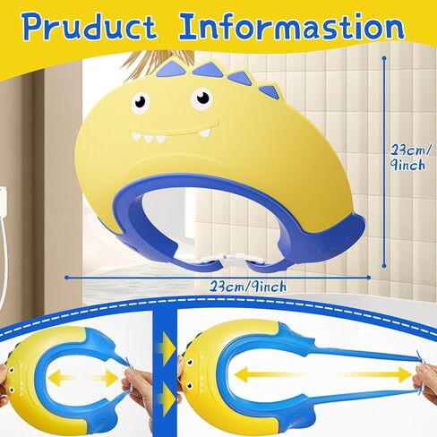 Baby Shower Cap Shield for Kids Bath Visor for Toddlers Shampoo Bath Bathing Hat Silicone Adjustable Visor Hat for Eye and Ear Protection for 0-9 Years Cute Shower Cap Makes the Baby Bath More Fun in Saudi Arabia