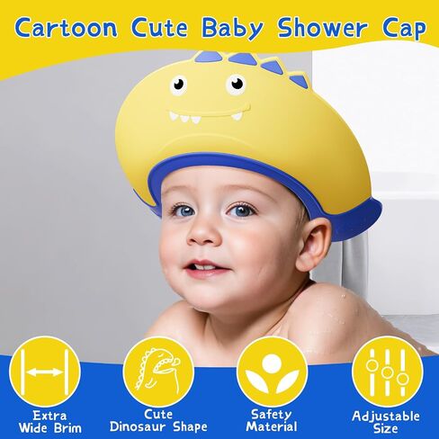 Baby Shower Cap Shield for Kids Bath Visor for Toddlers Shampoo Bath Bathing Hat Silicone Adjustable Visor Hat for Eye and Ear Protection for 0-9 Years Cute Shower Cap Makes the Baby Bath More Fun in Saudi Arabia