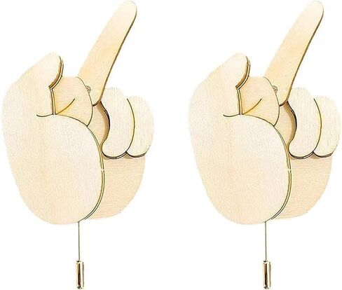 Funny Wooden Finger Brooch Middle Finger Pin DIY Ki, Flippable Middle Finger Pins Gag Gift for Men Women Boys, Interactive Mood Expressing Pin for Clothes Bag in Saudi Arabia