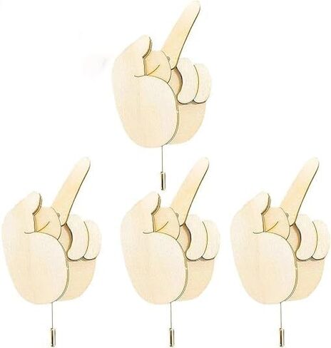 Funny Wooden Finger Brooch Middle Finger Pin DIY Ki, Flippable Middle Finger Pins Gag Gift for Men Women Boys, Interactive Mood Expressing Pin for Clothes Bag in Saudi Arabia