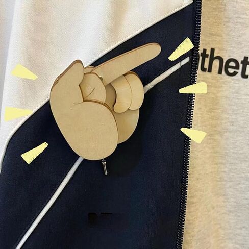 Funny Wooden Finger Brooch Middle Finger Pin DIY Ki, Flippable Middle Finger Pins Gag Gift for Men Women Boys, Interactive Mood Expressing Pin for Clothes Bag in Saudi Arabia