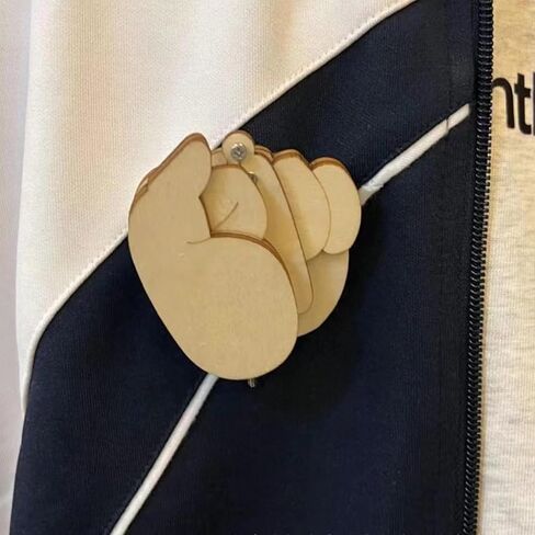 Funny Wooden Finger Brooch Middle Finger Pin DIY Ki, Flippable Middle Finger Pins Gag Gift for Men Women Boys, Interactive Mood Expressing Pin for Clothes Bag in Saudi Arabia