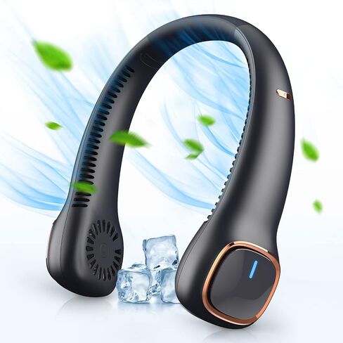 Bladeless neck fan, 4000mAh USB Rechargeable Leafless Hands Free Personal Fan Desk Fan, 3 Speeds, 360° Surround Fan for Office, Travel, Outdoor in Saudi Arabia