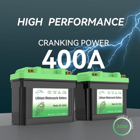 بطارية ليثيوم للدراجات النارية، 400A 110cca خفيفة الوزن 12.8 فولت 4AH بطارية Powersport مع شاشة، للدراجات النارية، ATV، UTV، PWC، سكوتر، جت سكي، رباعي، 4 عجلات، جزازة العشب، جرار، سكوتر in Kuwait