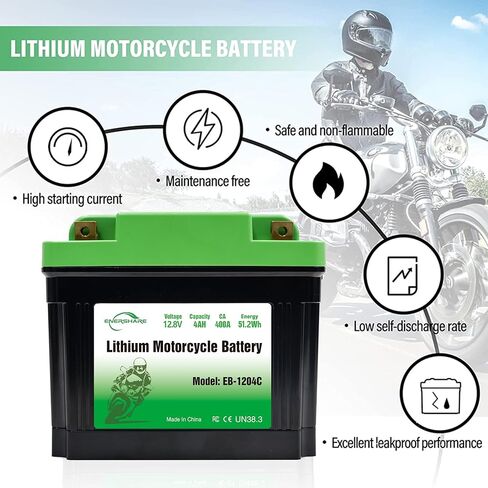 بطارية ليثيوم للدراجات النارية، 400A 110cca خفيفة الوزن 12.8 فولت 4AH بطارية Powersport مع شاشة، للدراجات النارية، ATV، UTV، PWC، سكوتر، جت سكي، رباعي، 4 عجلات، جزازة العشب، جرار، سكوتر in Kuwait