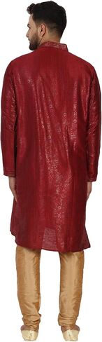 SKAVIJ Men's Art Silk Kurta Pajama Indian Traditional Suit Wedding Party Festive Season Dress Set in Saudi Arabia