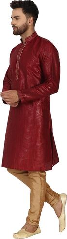 SKAVIJ Men's Art Silk Kurta Pajama Indian Traditional Suit Wedding Party Festive Season Dress Set in Saudi Arabia
